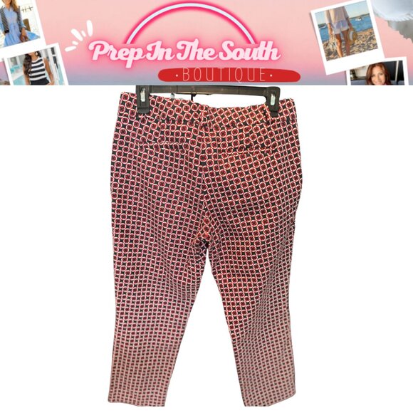 Banana Republic 4 Hampton Fit Bold Print Crop Pants – Blue & Ranger Red Nautical - Picture 2 of 7